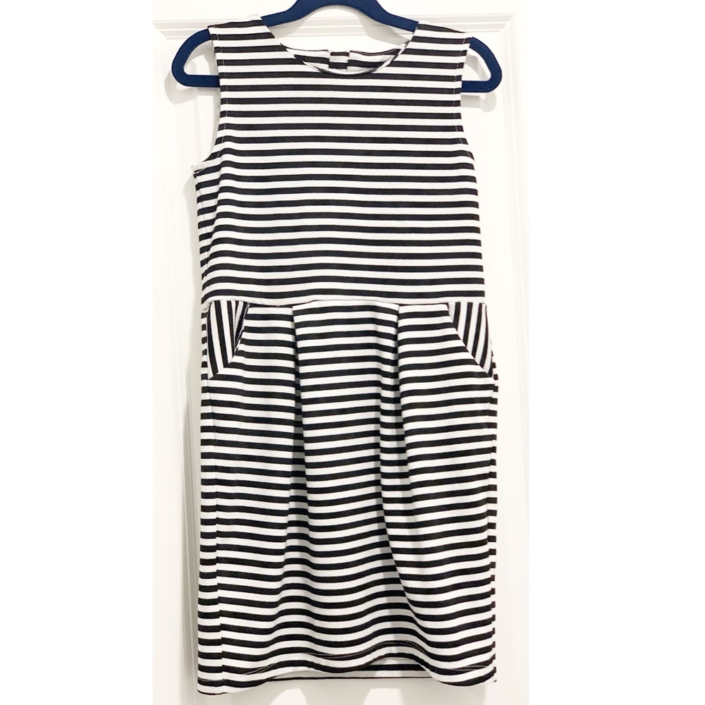 H&M Girls Black and White Striped Dress